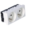 Double socket 0°, NF, pure white type STD-F0 RW2