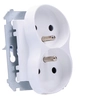 Double socket with earthing contact shutter, white Simon54