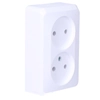 Double surface-mounted socket without grounding, white PRIMA