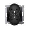Dubbele wandcontactdoos met aarding en rolluiken (module)16A, 250V~, schroefklemmen, zwart mat Simon54