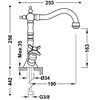 Двуръкохватков смесител за мивка Tres Classic античен месинг 24210902LV
