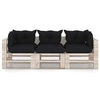 Lumarko Garden 3-seater sofa made of pallets, with cushions, pine wood