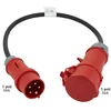 Elastyczny przemysłowy przewód adapterowy 1 Miernik CEE 5x2.5mm H07RN-F 400V wtyczka wejściowa 5 bieguny 16A wyjście gniazda 5 bieguny 32A IP44