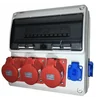 Electrical panel equipped with 3 sockets 5 poly 32A and 2 schuko single-phase sockets and plastic site organization fuses IP44