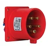 Enchufe enchufe empotrable 5 polos 32A 3P+N+PE recto 380V color rojo IP44 6h CEE 70x70mm