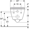 Ensemble de cuvette de toilette à fond creux Smyle Square,B35.5 cm,H37.5 cm,T54 cm, fixations cachées, Rimfree, avec abattant WC, fixation supérieure, avec