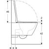 Ensemble de cuvette de toilette à fond creux Smyle Square,B35.5 cm,H37.5 cm,T54 cm, fixations cachées, Rimfree, avec abattant WC, fixation supérieure, avec