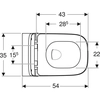 Ensemble de cuvette de toilette à fond creux Smyle Square,B35.5 cm,H37.5 cm,T54 cm, fixations cachées, Rimfree, avec abattant WC, fixation supérieure, avec