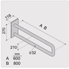 Ergoplus fikseeritud käsipuu 60 cm roostevaba teras, satiin