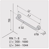 Ergoplus straight handrail,400 mm, Inox, satin surface finish