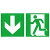 Escape route sign aluminium B400xH200 mm Emergency exit left with downwards photoluminescent