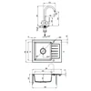 Évier Zorba, granit graphite 1-komorowy avec égouttoir court 580x440x160, 3,5" + accessoires plus robinet Nemesia avec bec "U"