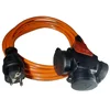 Extension cord 7.5 meters with 3 rubber plugs 16A cable H07BQ-F 3G2.5 oil and weather resistant polyurethane IP44