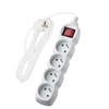 Extension cord with a switch,4 sockets, white,5 m