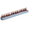 Gaffeltyp samlingsskena kam 3 poler 12 module(4x3 moduler) 63A 210mm 10mm² för säkra anslutningar