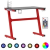 Game table with LED / Z legs, black / red, 90x60x75cm