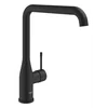 Grohe Essence single-lever kitchen tap, swivel spout with lock on 3 ranges 0° / 150° / 360°, ceramic cartridge, black