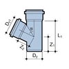 HT/PP-T-Stück 75x75x50/67 Sanitärasche