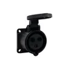 Industrial panel socket, straight 32A/3P 200V-250V /FE/ IP44 black F7.0152