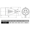 Industrial plug IV 1645 500V, IP44, 16A, 4-pole (SEZ IV 1645)