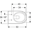 Inodoro suspendido Selnova, embudo,B36 cm,H33 cm,T53 cm, fijaciones parcialmente ocultas, Rimfree