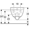 Inodoro suspendido Selnova, embudo,B36 cm,H33 cm,T53 cm, fijaciones parcialmente ocultas, Rimfree