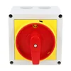 Interruttore 32A 11kw 0-1 ON-OFF 3 poly IP65 90x90mm con camma industriale applicata scatolato con maniglia rossa gialla