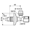 Kampinis valdymo vožtuvas HAW866 1/2x3/8" su CHROM ASAG filtru