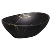 Kerra bordplade håndvask KR-707 sort og guld marmor