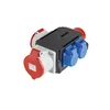 Kolmefaasiline voolujaotur MIXO CEE maksimaalne 11kW sisend 5 poolused 16A 400V väljund 5 poolused 16A 400V, 5 poolused 32A % p9 /% ja 2 schuko pistikupesad 230V IP44