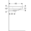 Lavabo carré Smyle B120 cm,H16.5 cm,T48 cm, avec trop-plein, avec deux trous pour robinet