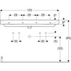 Lavabo carré Smyle B120 cm,H16.5 cm,T48 cm, avec trop-plein, avec deux trous pour robinet