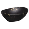 Lavabo da appoggio Kerra KR-707 marmo nero e oro