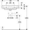 Lavabo quadrato Smyle B60 cm,H16.5 cm,T48 cm, con troppopieno, con foro rubinetto