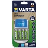 LCD charger for 4 AA / AAA batteries with 4 AA 2700mAh batteries, 12V adapter, USB VARTA cable