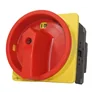 Main switch 100A 3 emergency poles 37kW recessed with frontal yellow plate 88x88mm