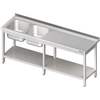 Mesa de acero inoxidable con fregadero 2-kom.(L) con estante 2700x600 | estalgast