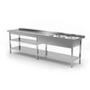 Mesa de acero inoxidable con fregaderos 2 + estantes 210x70x85 Polgast 222217-6-NIET