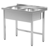 Mesa de catering de acero inoxidable con fregaderos 2 100x60x85 Polgast 221106