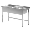 Mesa de catering de acero inoxidable con fregaderos 2 110x60x85 Polgast 221116