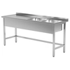 Mesa de catering de acero inoxidable con fregaderos 2 140x60x85 Polgast 220146