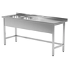 Mesa de catering de acero inoxidable con fregaderos 2 140x60x85 Polgast 220146