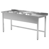 Mesa de catering de acero inoxidable con fregaderos 3 150x60x85 Polgast 223156