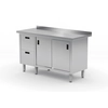 Mesa de catering de acero inoxidable con mueble + 2 Cajones 190x60x85 Polgast 130196