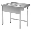 Mesa de catering de aço inoxidável com pias pequenas 2 80x60x85 Polgast 221086-Mk