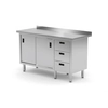 Mesa de catering em aço inox com armário + 3 Gavetas 140x60x85 Polgast 138146