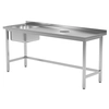 Mesa de catering em aço inox com pia e furo 100x70x85 Polgast 236107