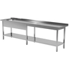 Mesa de catering em aço inox com pia e prateleira 200x70x85 Polgast 212207-6