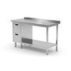 Mesa de catering em aço inox com prateleira + 2 Gavetas 120x70x85 Polgast 125127