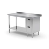 Mesa de catering em aço inox com prateleira + 2 Gavetas 180x60x85 Polgast 125186